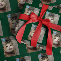 Funny Cat Christmas Wrapping Paper Roll Ring There is Motion at Your Front Door Meme Xmas Tree - Wonder Print Shop