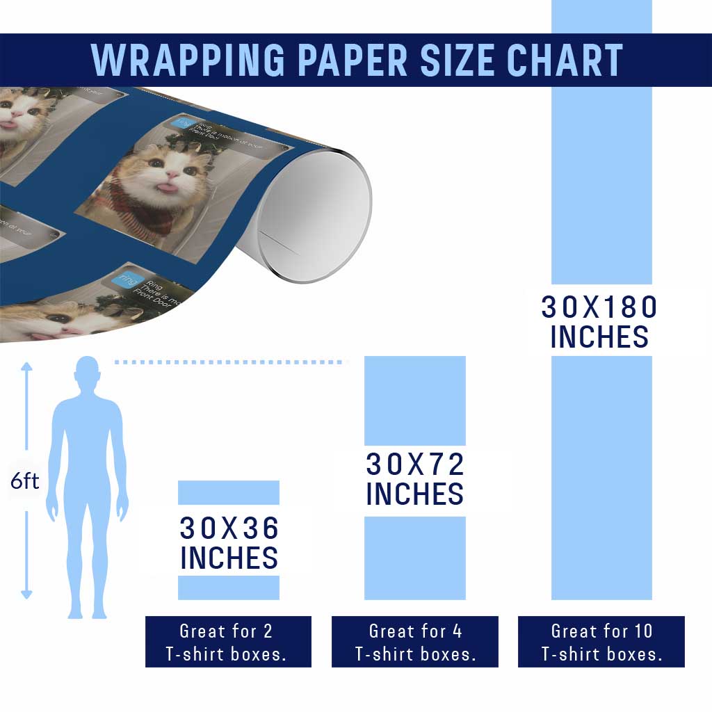 Funny Cat Christmas Wrapping Paper Roll Ring There is Motion at Your Front Door Meme Xmas Tree - Wonder Print Shop