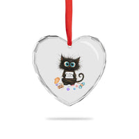 Funny Cat Crochet Lover Heart Crystal Glass Ornament Its Fine I am Fine Everything Is Fine - Wonder Print Shop