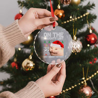 Funny Cat Crystal Glass Ornament On The Naughty List And I Regret Nothing Meme Ugly Xmas TS10