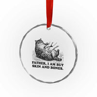 Funny Cat Dad Cat Lover Crystal Glass Ornament Father I Am But Skin and Bones
