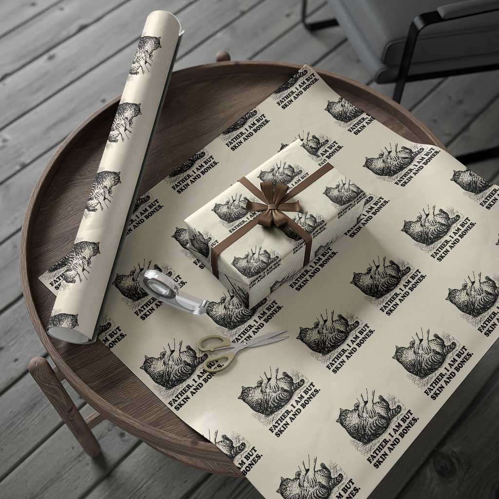 Funny Cat Dad Cat Lover Wrapping Paper Roll Father I Am But Skin and Bones
