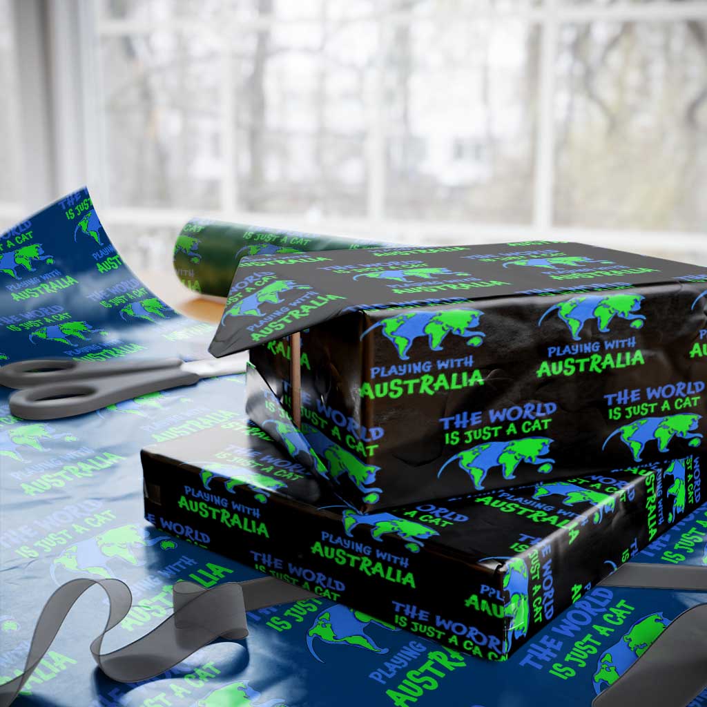 Funny Cat Wrapping Paper Roll The World Is A Cat Playing With Australia