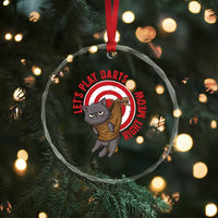 Funny Cat Darts Lover Crystal Glass Ornament Lets Play Darts Right Meow - Wonder Print Shop