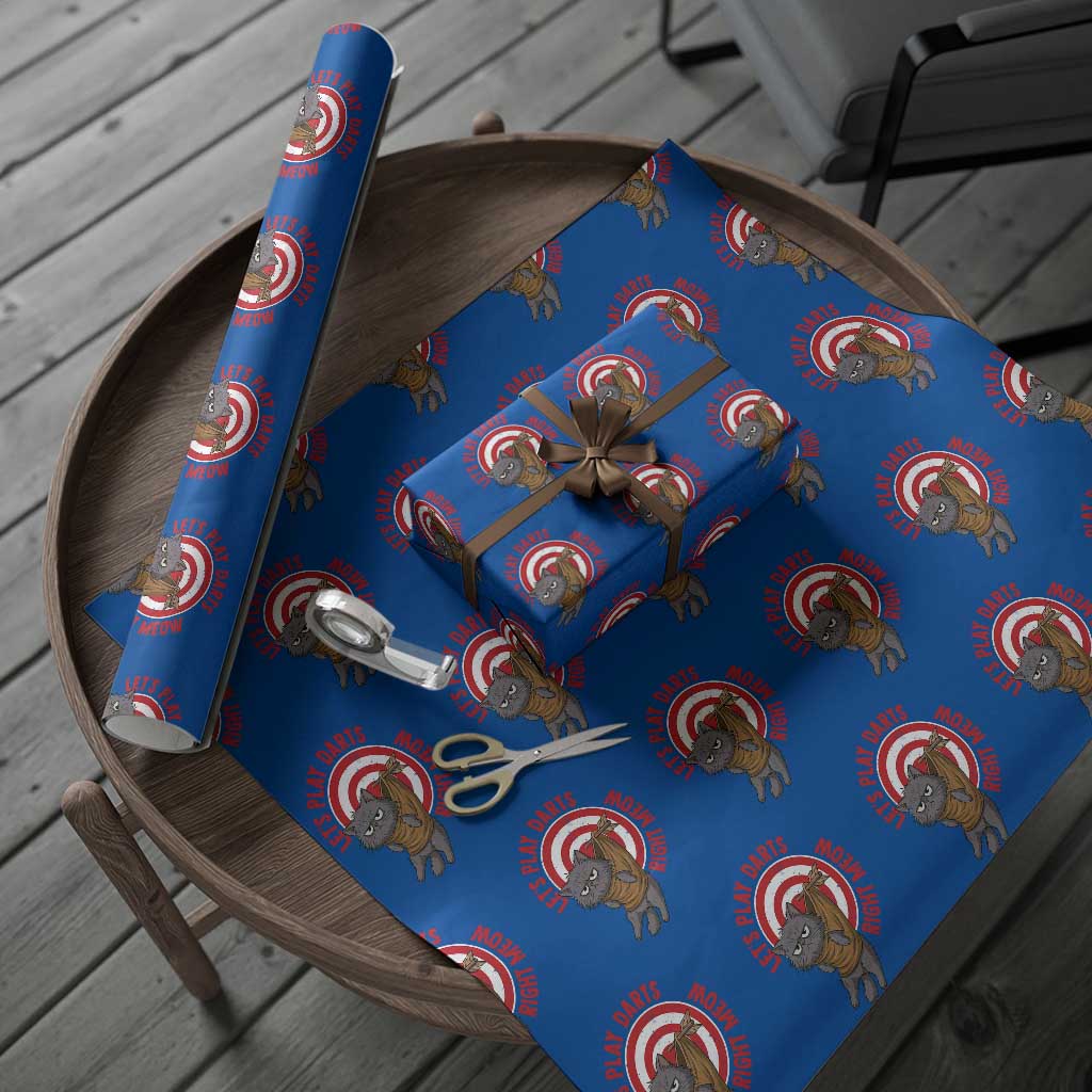 Funny Cat Darts Lover Wrapping Paper Roll Lets Play Darts Right Meow - Wonder Print Shop