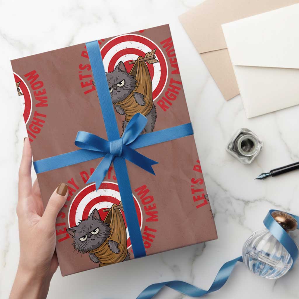 Funny Cat Darts Lover Wrapping Paper Roll Lets Play Darts Right Meow - Wonder Print Shop