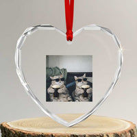Funny Cat Drinking Irish Stout Beer Heart Crystal Glass Ornament Black Beer and Cat Lovers