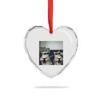 Funny Cat Drinking Irish Stout Beer Heart Crystal Glass Ornament Black Beer and Cat Lovers