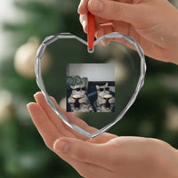 Funny Cat Drinking Irish Stout Beer Heart Crystal Glass Ornament Black Beer and Cat Lovers