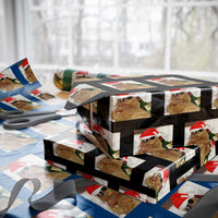Funny Cat Drinking Wine Xmas Wrapping Paper Roll - Wonder Print Shop