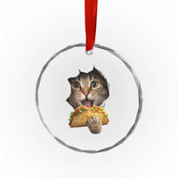 Funny Cat Eating Taco Crystal Glass Ornament Mexican Food Lover Gift