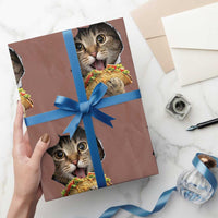 Funny Cat Eating Taco Wrapping Paper Roll Mexican Food Lover Gift