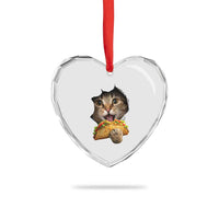 Funny Cat Eating Taco Heart Crystal Glass Ornament Mexican Food Lover Gift