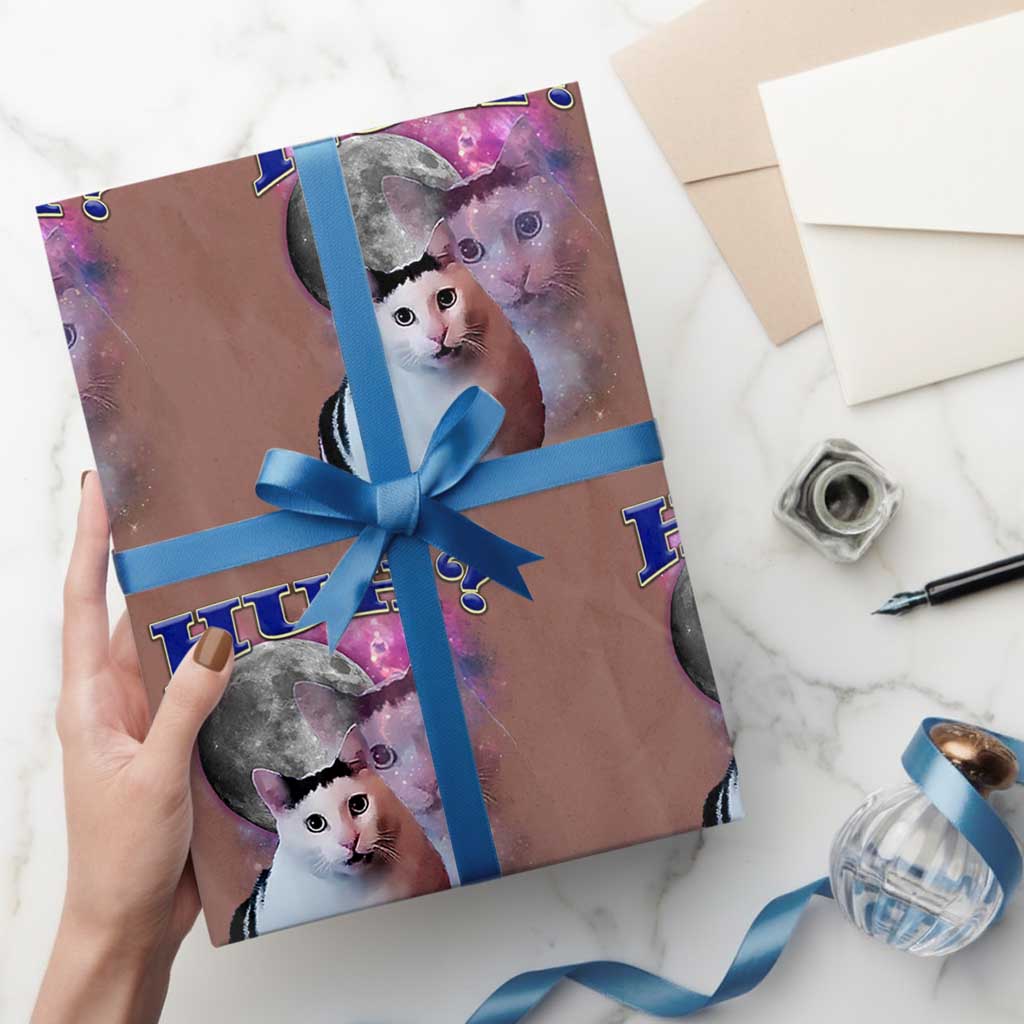 Funny Cat Emotion Meme Wrapping Paper Roll Huh Silly Sarcasm