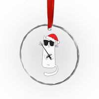 Funny Cat Fencing Christmas Crystal Glass Ornament Cute Kitty Lover - Wonder Print Shop