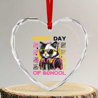 Funny Cat First Day Of School Heart Crystal Glass Ornament Back To School Gift For Kids - Wonder Print Shop