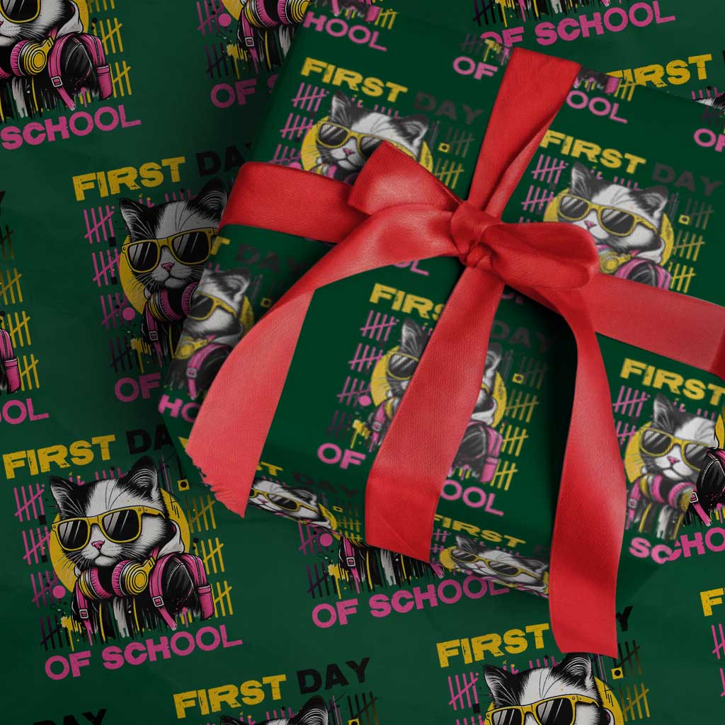 Funny Cat First Day Of School Wrapping Paper Roll Back To School Gift For Kids - Wonder Print Shop