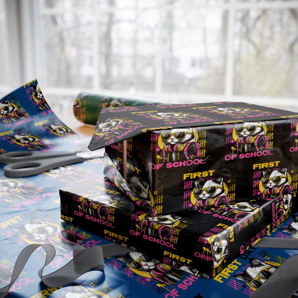 Funny Cat First Day Of School Wrapping Paper Roll Back To School Gift For Kids - Wonder Print Shop