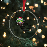 Funny Cat Green Christmas Crystal Glass Ornament On The Naughty List And I Regret Nothing TS14