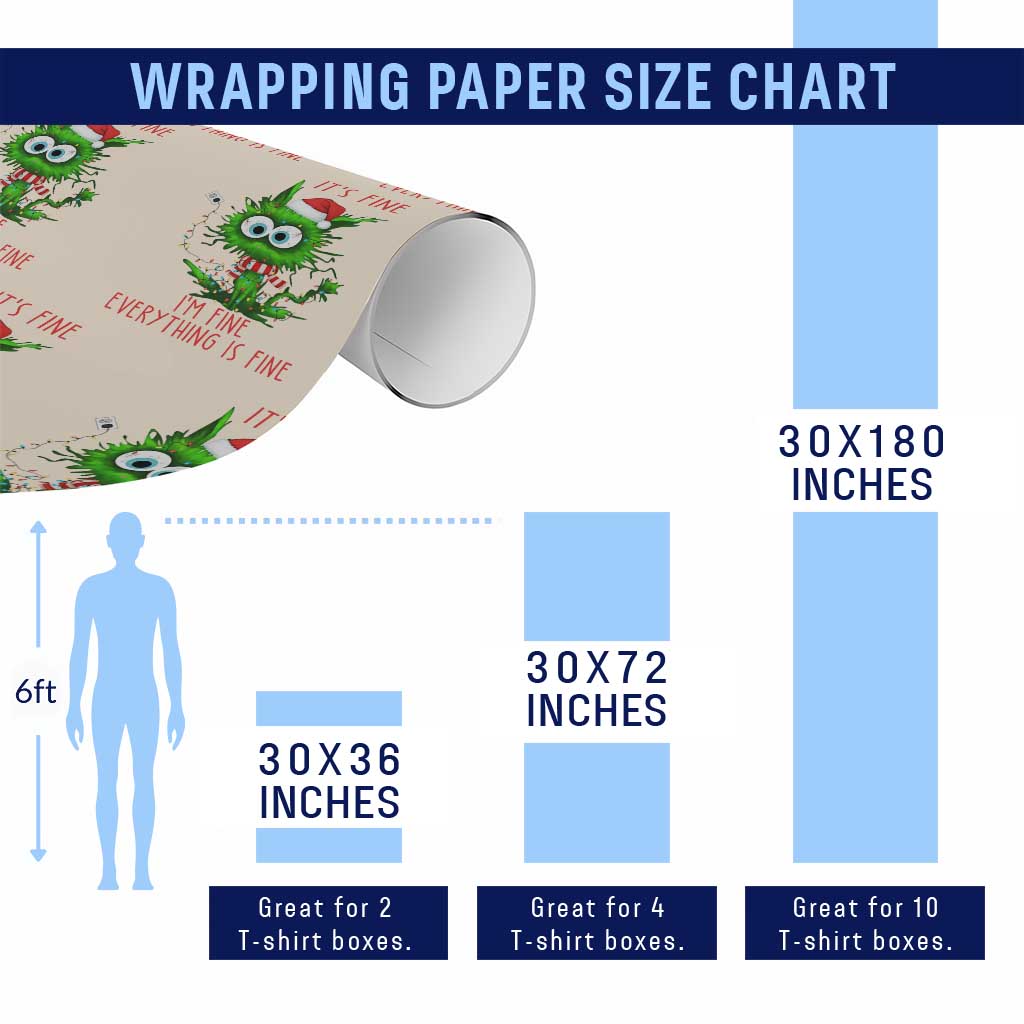 Funny Cat Green Christmas Wrapping Paper Roll It Is Fine I Am Fine Everything Is Fine - Wonder Print Shop