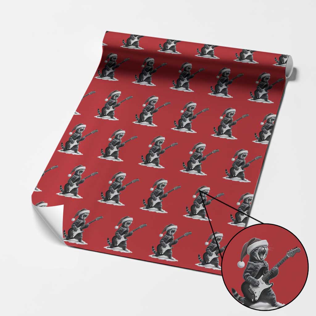 Funny Cat Guitar Wrapping Paper Roll Rock and Roll Christmas - Wonder Print Shop
