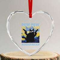 Funny Cat Heart Crystal Glass Ornament Pew Pew Madafakas Retro Vintage Starry Night - Wonder Print Shop