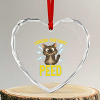 Funny Cat Lover Heart Crystal Glass Ornament Consider Your Pants Peed Quote - Wonder Print Shop