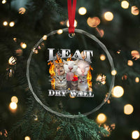 Funny Cat Meme Bootleg Graphic Crystal Glass Ornament I Eat Drywall Funny Weird Cursed Internet Memes