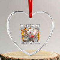 Funny Cat Meme Bootleg Graphic Heart Crystal Glass Ornament I Eat Drywall Funny Weird Cursed Internet Memes