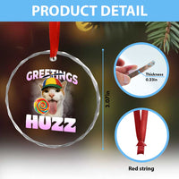 Funny Cat Meme Crystal Glass Ornament Greetings Huzz TS14