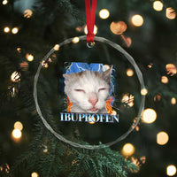 Funny Cat Meme Crystal Glass Ornament Ibuprofen Silly Kitten - Wonder Print Shop