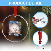 Funny Cat Meme Crystal Glass Ornament Ibuprofen Silly Kitten - Wonder Print Shop
