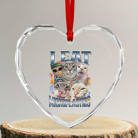 Funny Cat Meme Heart Crystal Glass Ornament I Eat Microplastics - Wonder Print Shop