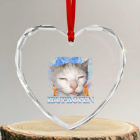 Funny Cat Meme Heart Crystal Glass Ornament Ibuprofen Silly Kitten - Wonder Print Shop