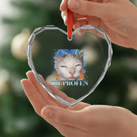 Funny Cat Meme Heart Crystal Glass Ornament Ibuprofen Silly Kitten - Wonder Print Shop