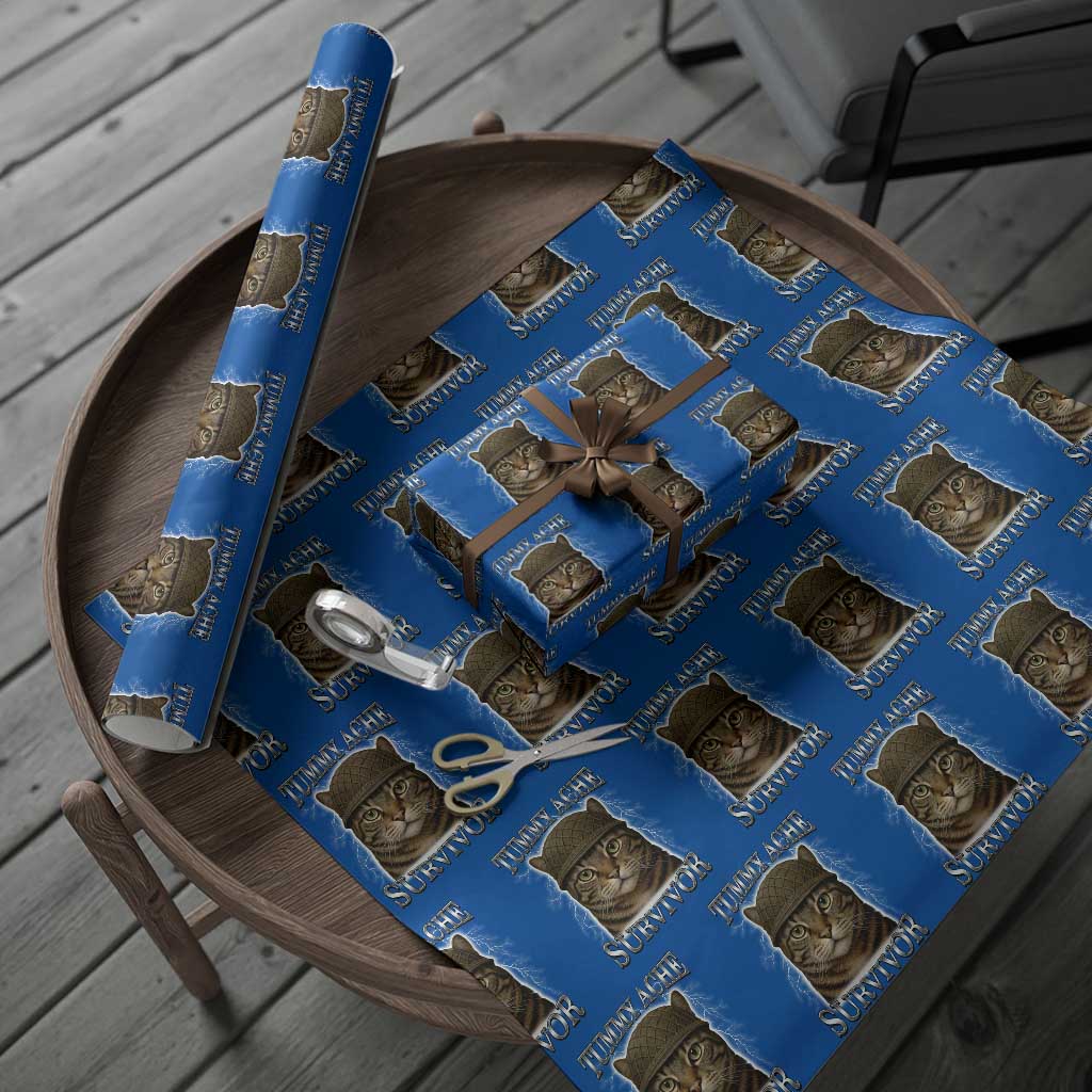 Funny Cat Meme Humor Wrapping Paper Roll Tummy Ache Survivor Lightning Cats Parody - Wonder Print Shop