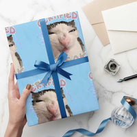 Funny Cat Meme Wrapping Paper Roll Certified Freak Eat Cement Cursed Cat