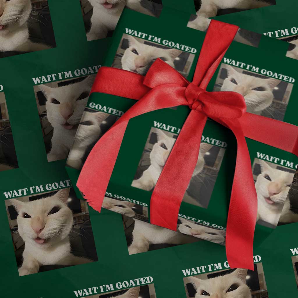 Funny Cat Meme Lover Wrapping Paper Roll Wait Im Goated