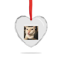 Funny Cat Meme Lover Heart Crystal Glass Ornament