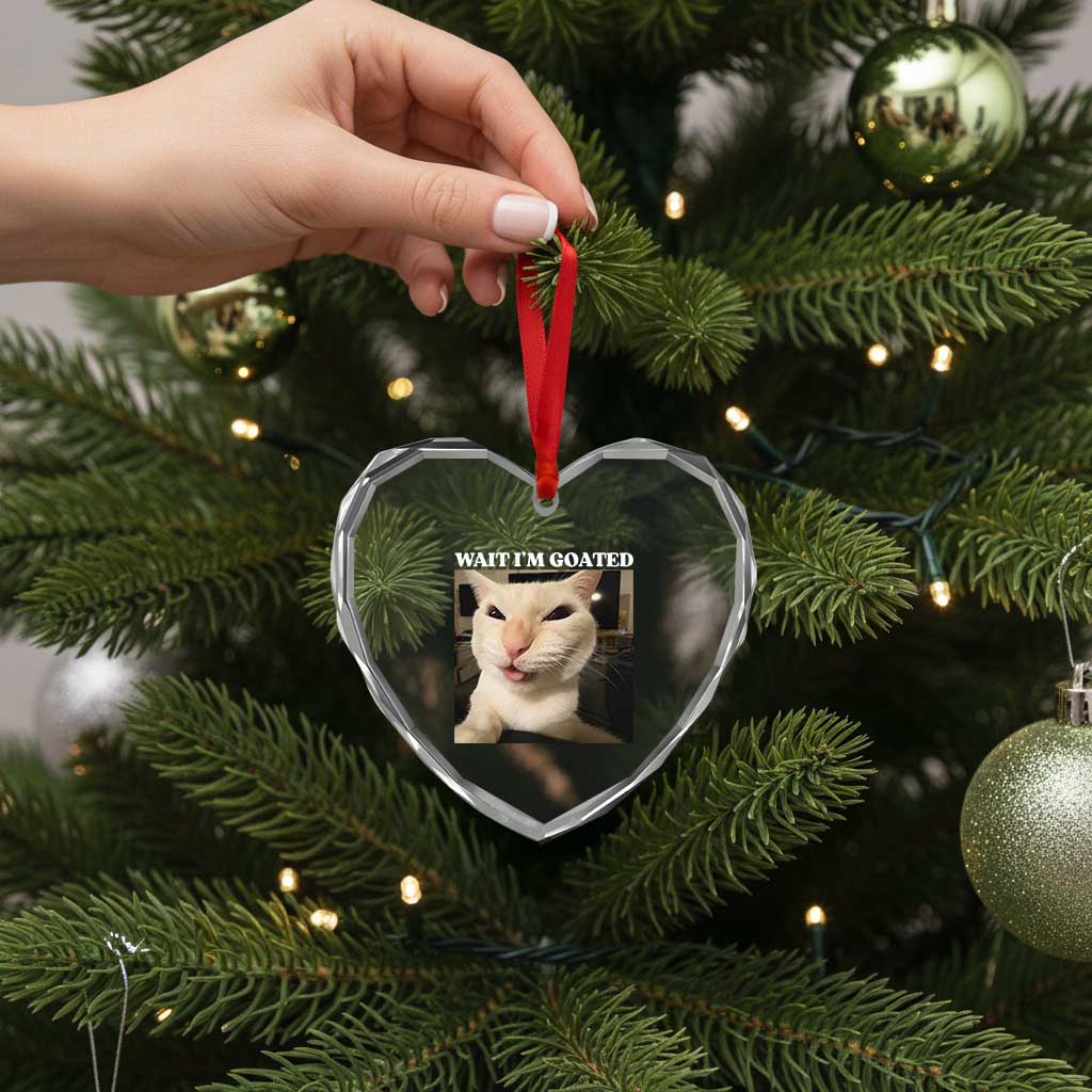Funny Cat Meme Lover Heart Crystal Glass Ornament