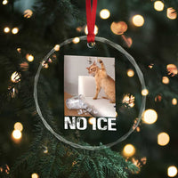 Funny Cat Meme No Ice Crystal Glass Ornament Subtle FDT Political Satire Satirical Humor