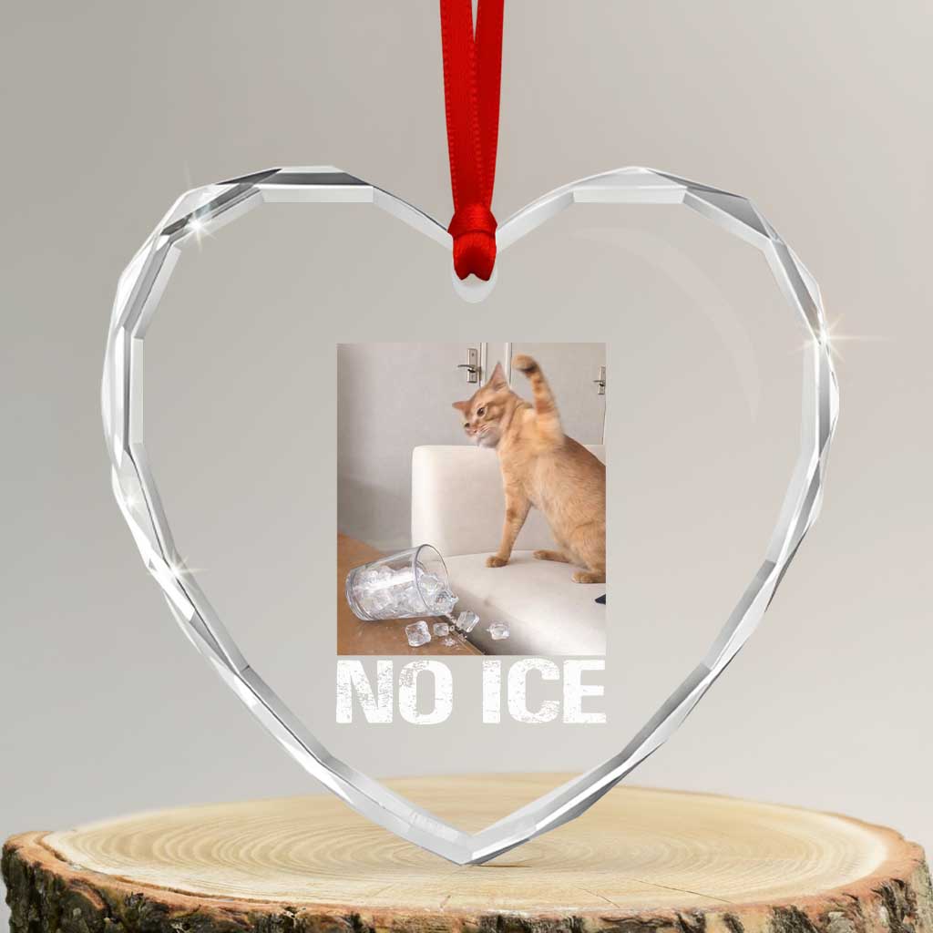 Funny Cat Meme No Ice Heart Crystal Glass Ornament Subtle FDT Political Satire Satirical Humor