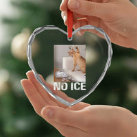 Funny Cat Meme No Ice Heart Crystal Glass Ornament Subtle FDT Political Satire Satirical Humor