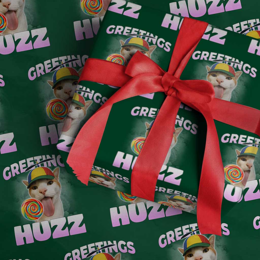 Funny Cat Meme Wrapping Paper Roll Greetings Huzz - Wonder Print Shop