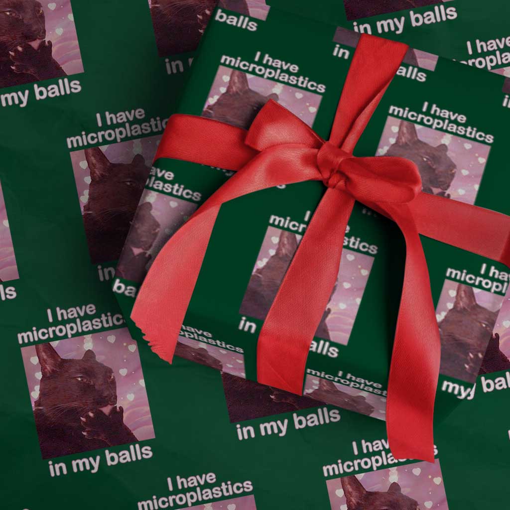 Funny Cat Meme Wrapping Paper Roll I Have Microplastics In My Balls Dank Meme - Wonder Print Shop
