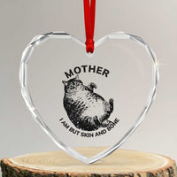 Funny Cat Mother I Am But Skin And Bone Heart Crystal Glass Ornament - Wonder Print Shop