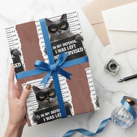 Funny Cat Mugshot Wrapping Paper Roll In My Defense I Was Left Unsupervised
