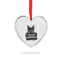 Funny Cat Mugshot Heart Crystal Glass Ornament In My Defense I Was Left Unsupervised