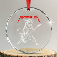 Funny Cat Playing Guitar Crystal Glass Ornament Vintage 90s Classic Rock Star Cat Graphic Rock and Roll - Wonder Print Shop