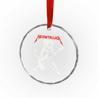 Funny Cat Playing Guitar Crystal Glass Ornament Vintage 90s Classic Rock Star Cat Graphic Rock and Roll - Wonder Print Shop